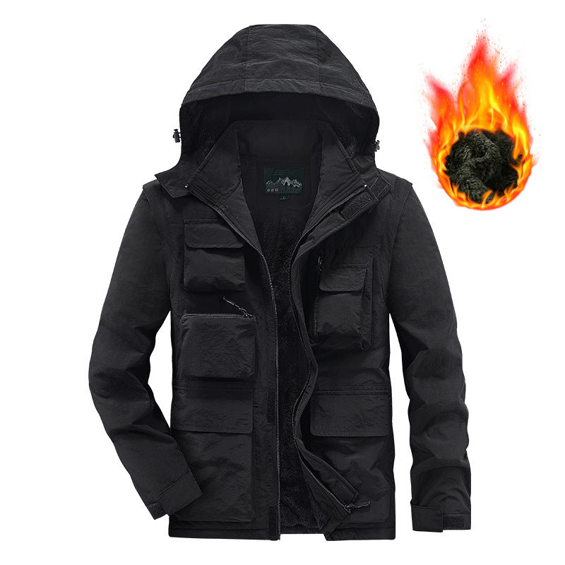 Herren Multifunktionaler Fieldparka mit Teddyfleece Innenfutter und Kapuze Drune