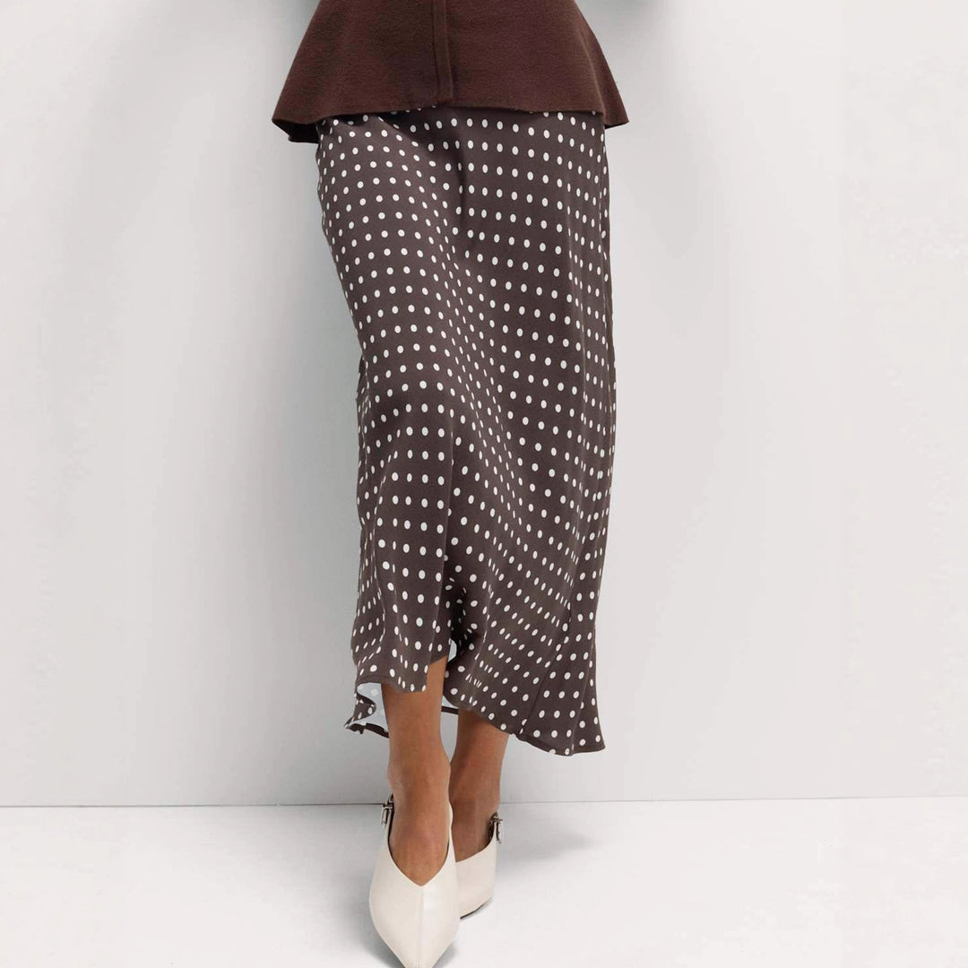 Damen Fließender Maxirock mit Polka-Dots Drune
