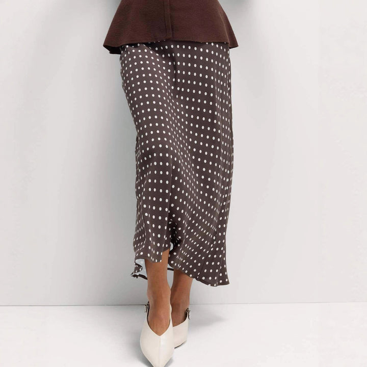 Damen Fließender Maxirock mit Polka-Dots Drune