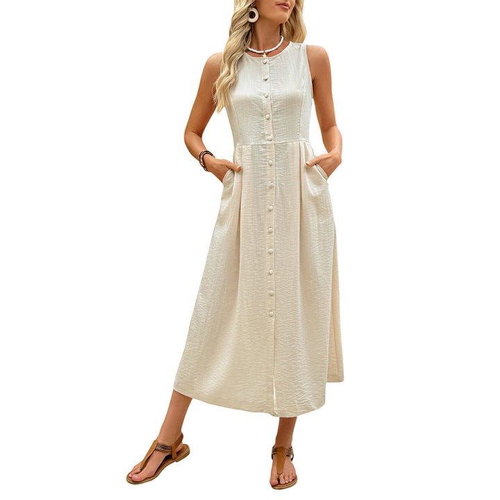 Damen Maxikleid mit Knopfdetails und praktischen Taschen Drune