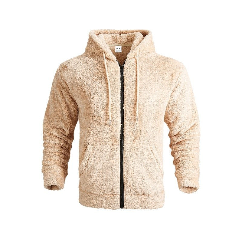 Herren kuschelige Fleecejacke mit hochschließendem Kragen und Kängurutaschen Drune