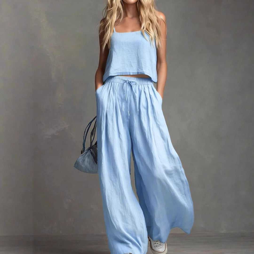 Damen Sommerliches Freizeit-Set mit weitem Oberteil und lässiger Hose Drune