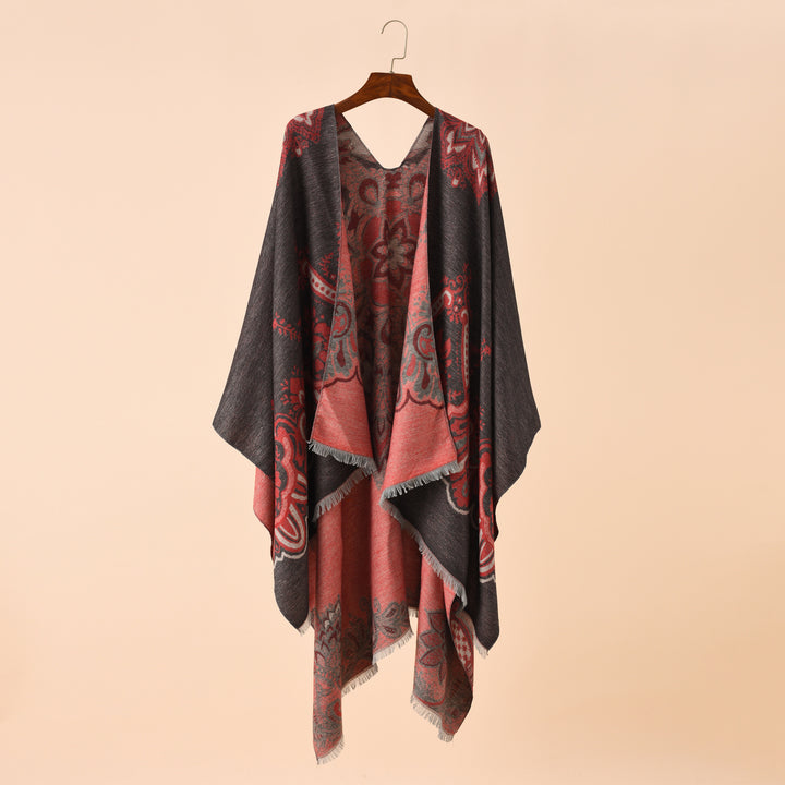 Damen Leichter Jacquard-Überwurf mit kaschmirähnlichem Griff und Fransensaum Drune