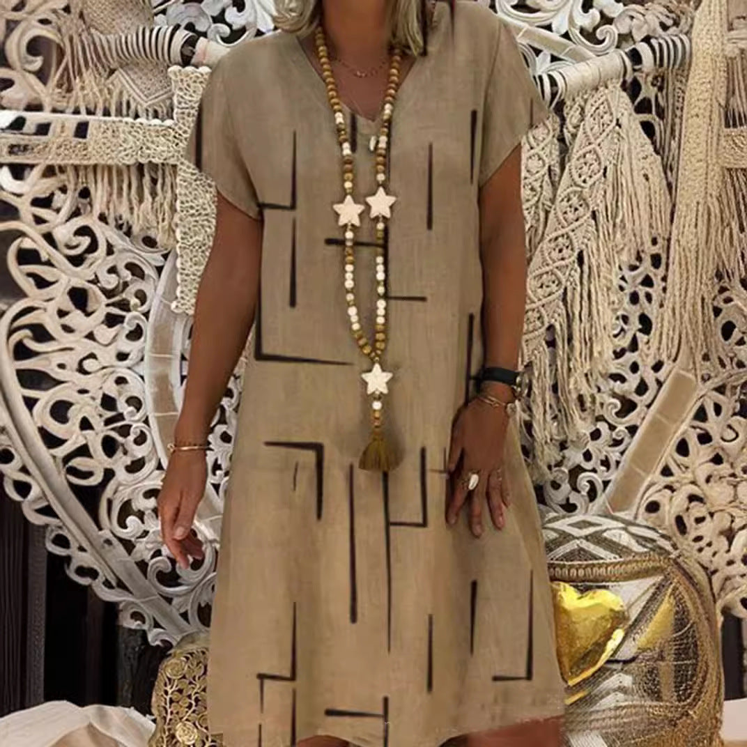 Damen Bequemes Tunika-Kleid mit modernen grafischen Mustern Drune