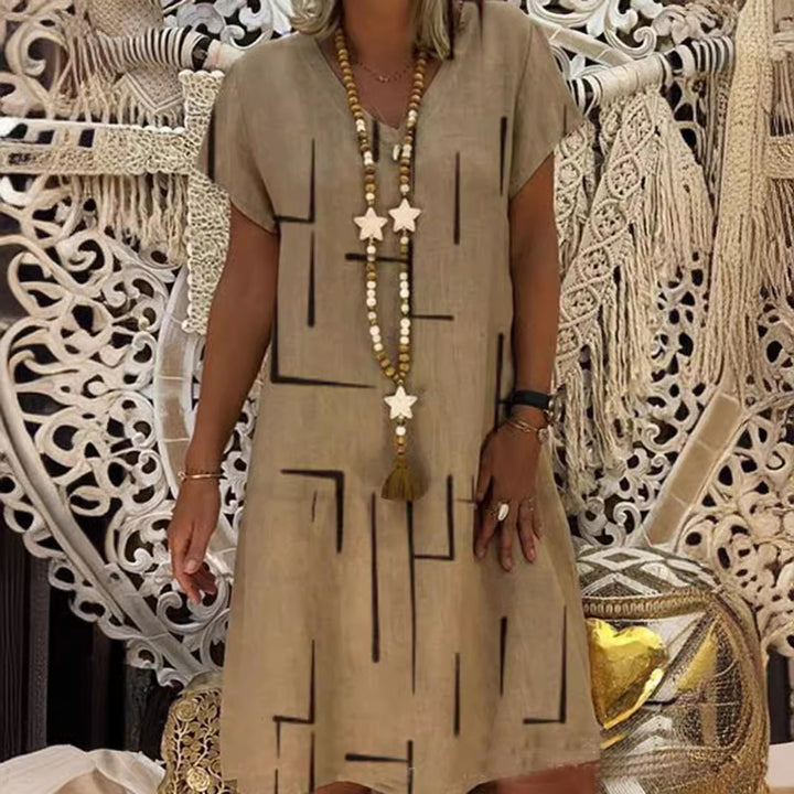 Damen Bequemes Tunika-Kleid mit modernen grafischen Mustern Drune