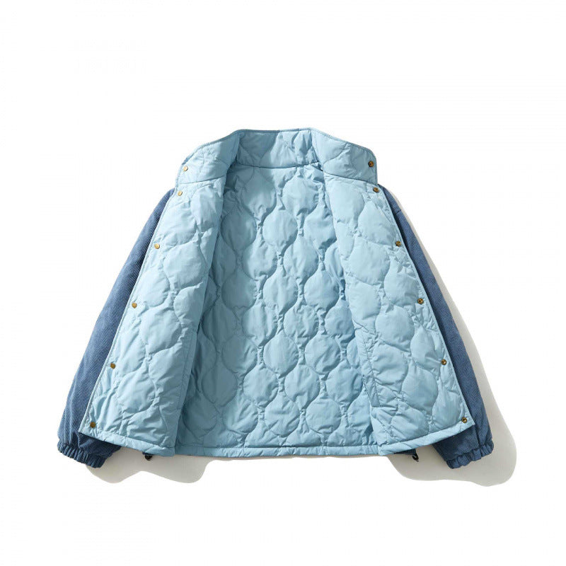 Herren Wattierte Cordjacke mit Stehkragen, Druckknopfverschluss und elastischem Saum Drune