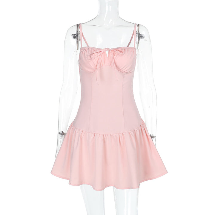 Damen verspieltes Sommerkleid mit tiefem V-Ausschnitt und Rüschensaum Drune