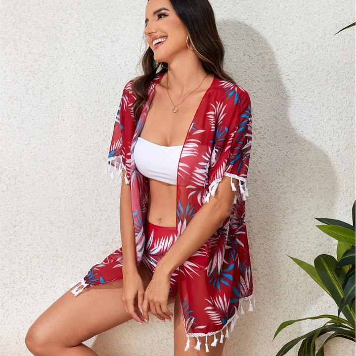 Damen Strandkimono mit Fransen Drune