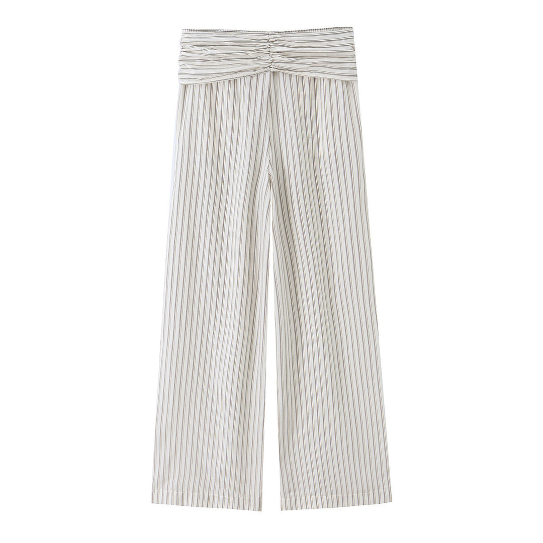 Damen Hochtaillierte weite Palazzohose mit Bindegürtel Drune