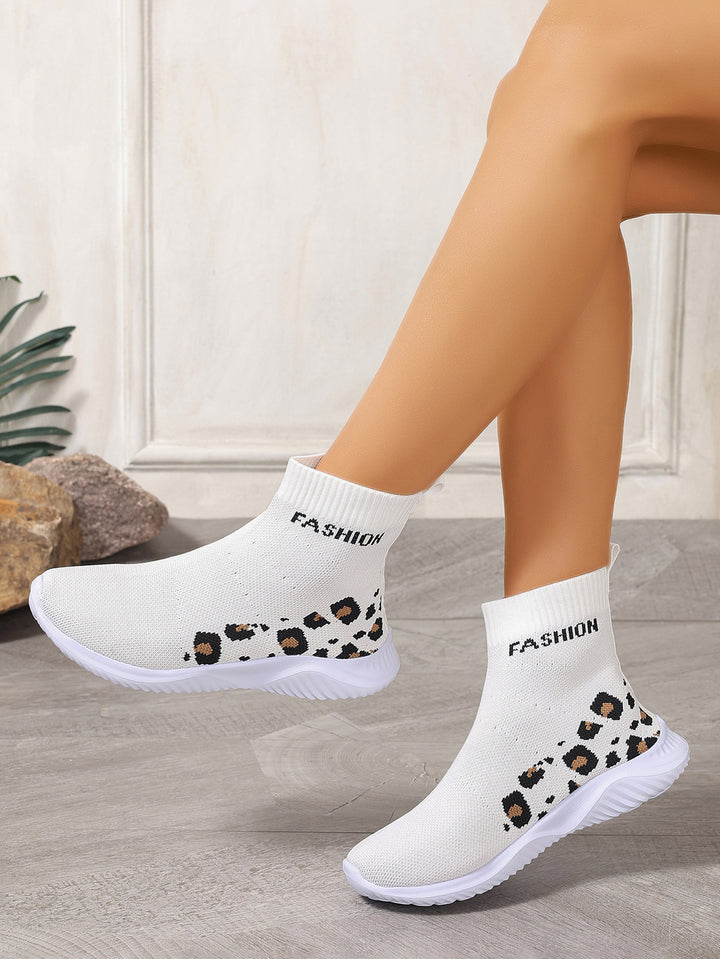 Damen modische Sockensneaker mit animalischem Muster und elastischem Obermaterial Drune