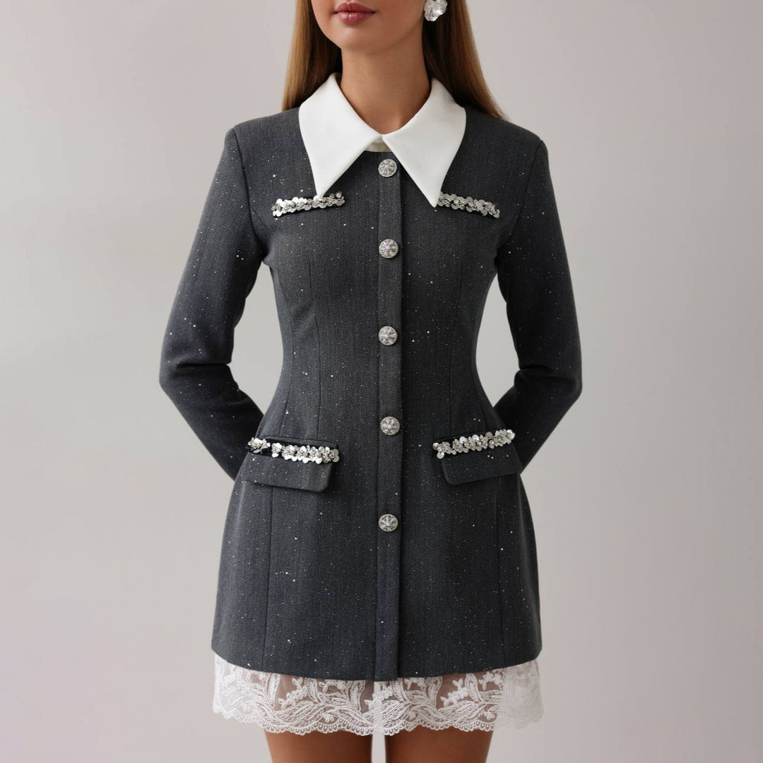 Damen Elegantes und figurbetontes Blazer-Kleid mit dekorativen Details Drune