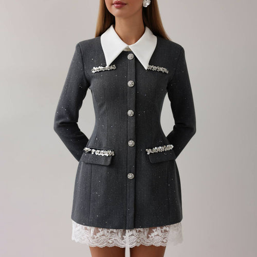 Damen Elegantes und figurbetontes Blazer-Kleid mit dekorativen Details Drune