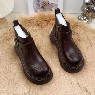 Damen Stilvolle Leder-Boots mit Kuschelfutter Drune
