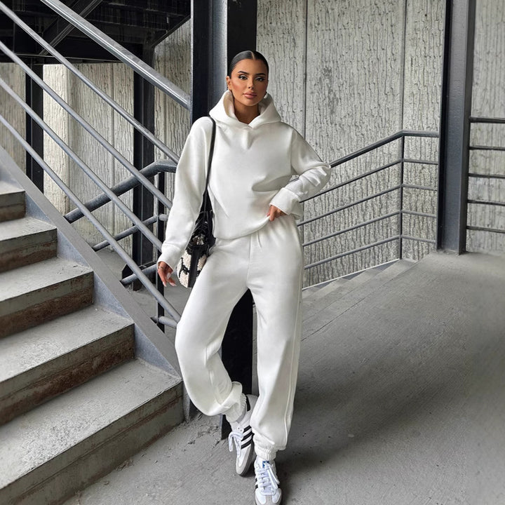 Damen lässiger Hoodie- und Jogginganzug mit elastischem Bund und Oversized-Schnitt Drune