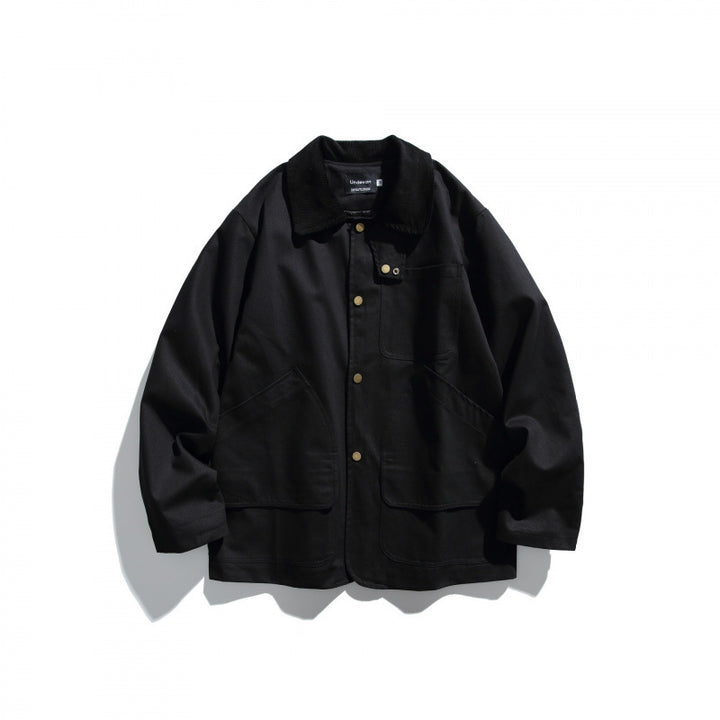 Herren Canvas-Chorejacke mit Cordkragen und Druckknopffront Drune