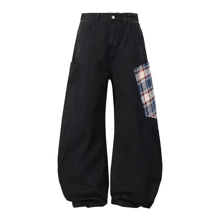 Damen Weitgeschnittene Cargo-Hose mit Karomuster Drune