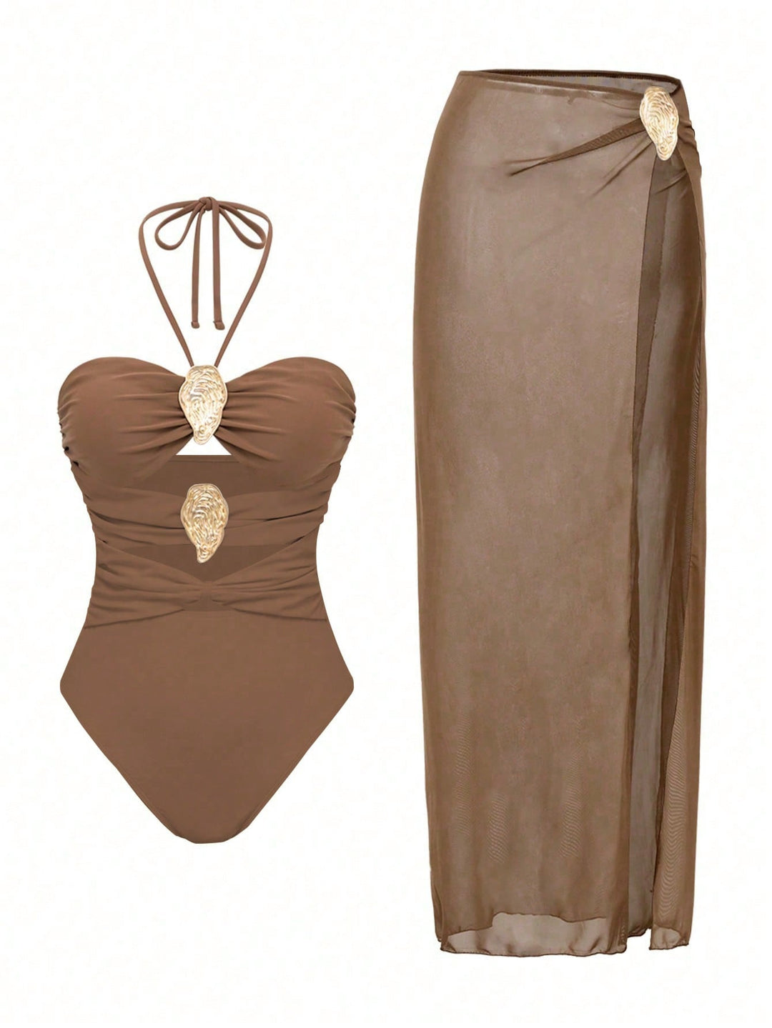 Damen Luxuriöser Badeanzug mit elegantem Überrock Drune