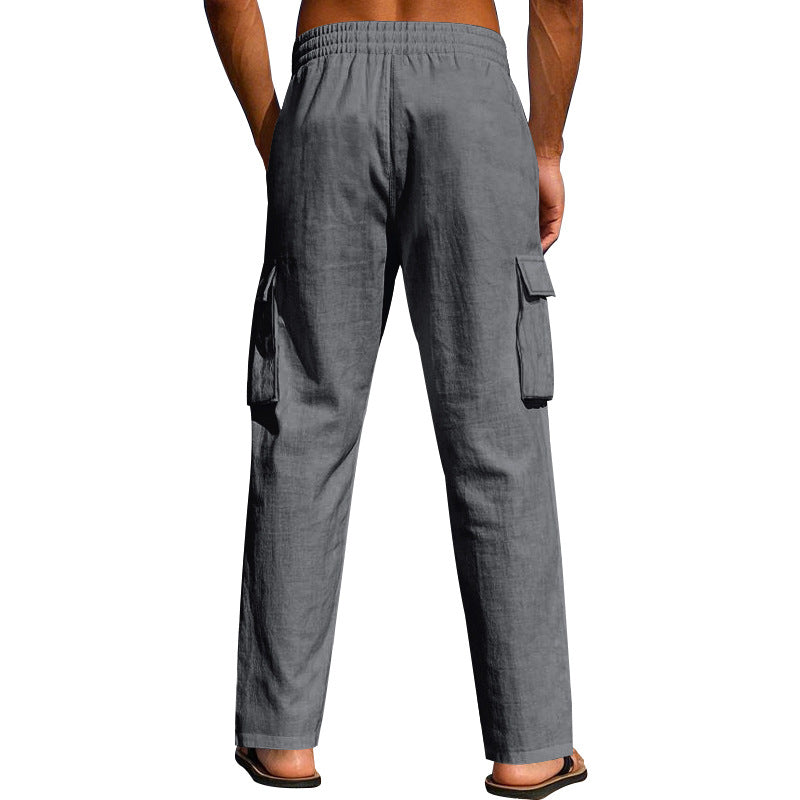 Herren nan lockere Cargo-Freizeithose mit elastischem Tunnelzugbund und mehreren Taschen Drune