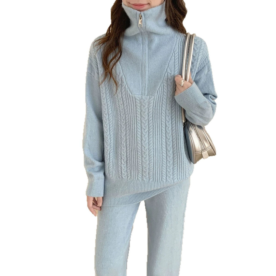 Damen Sportlicher Wollpullover mit hohem Kragen Drune