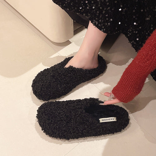 Damen Flauschige Hausschuhe mit rutschfester Sohle und weichem Innenfutter Drune
