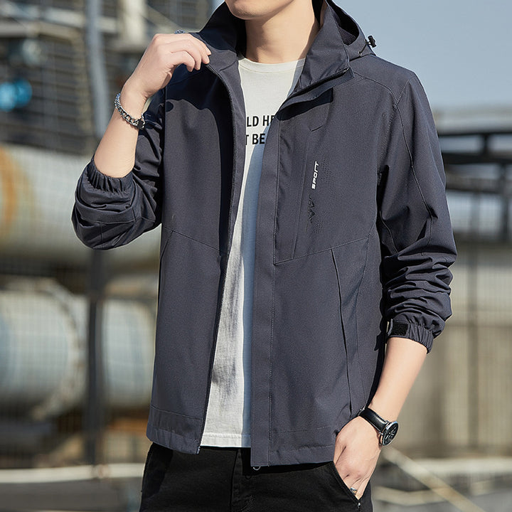 Herren Leichte Kapuzen-Softshelljacke mit winddichter Membran und minimalistischem Urban‑Schnitt Drune
