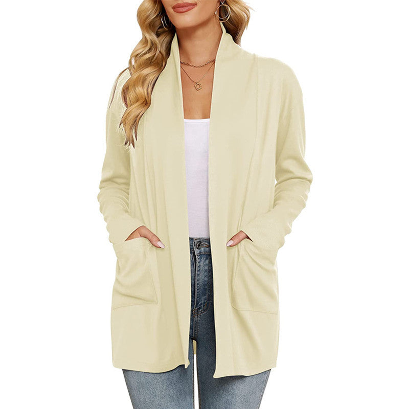 Damen lässiger Longcardigan mit Taschen Drune