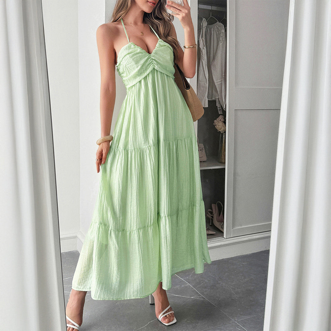Damen Maxidress mit elegantem Rüschendesign und verstellbaren Spaghettiträgern Drune