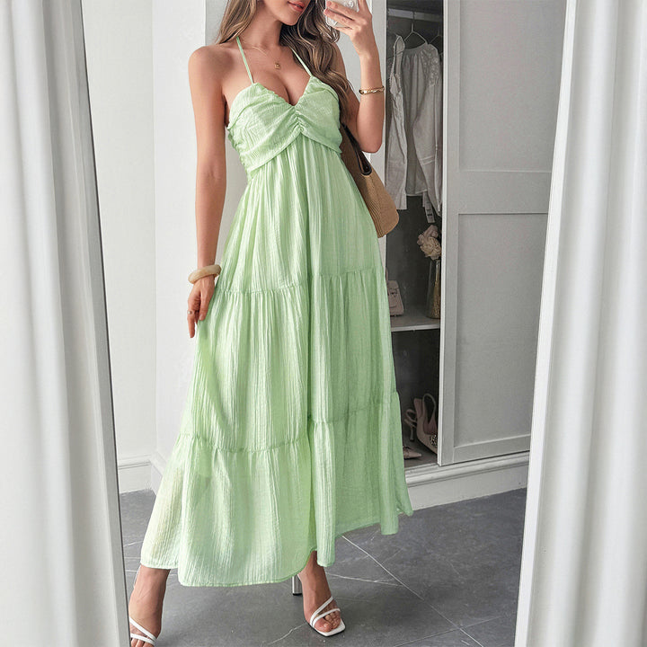 Damen Maxidress mit elegantem Rüschendesign und verstellbaren Spaghettiträgern Drune