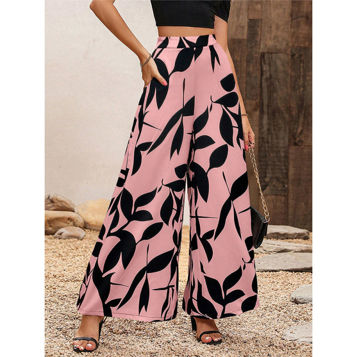 Damen Weite-Hosen mit Blattmuster Drune