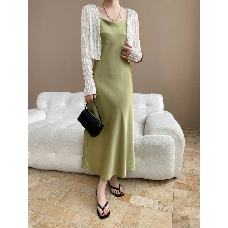 Damen elegantes Maxikleid mit Tüllbolero Drune