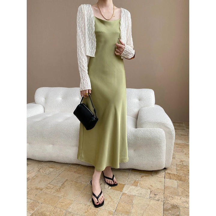 Damen elegantes Maxikleid mit Tüllbolero Drune
