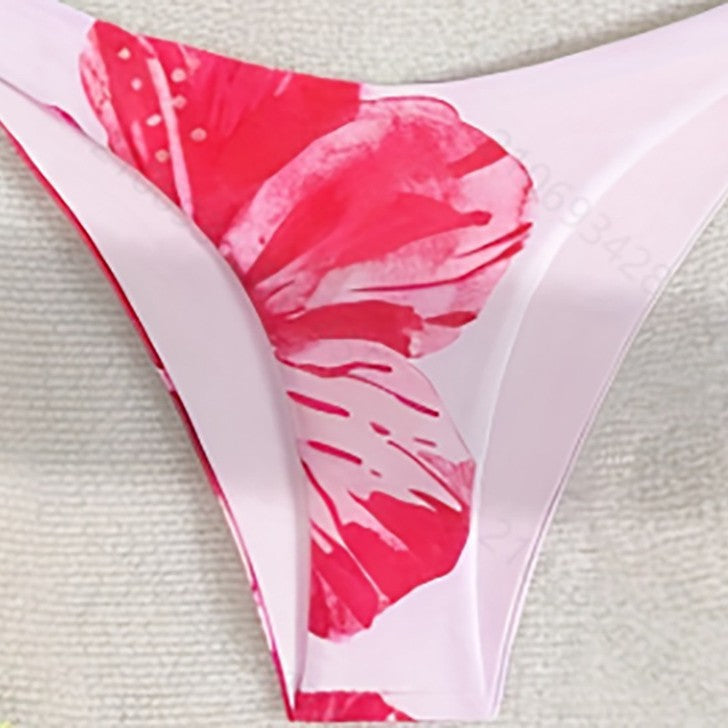 Damen Triangel-Bikini mit floralen Akzenten und zartem Rüschendesign Drune