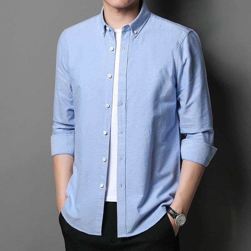 Herren Langarmhemd aus atmungsaktivem Baumwollmix mit modischem Button-Down Kragen Drune