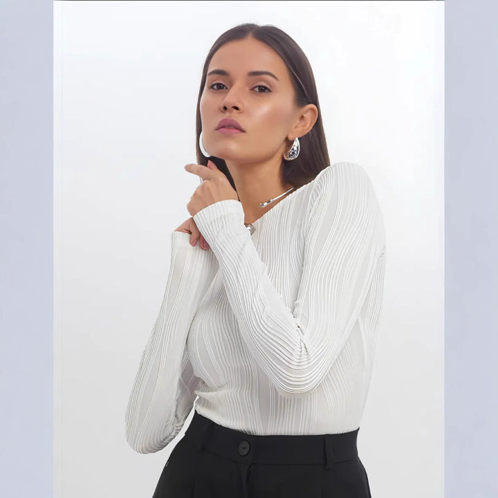 Damen Langarmshirt mit elegantem Rippenmuster Drune
