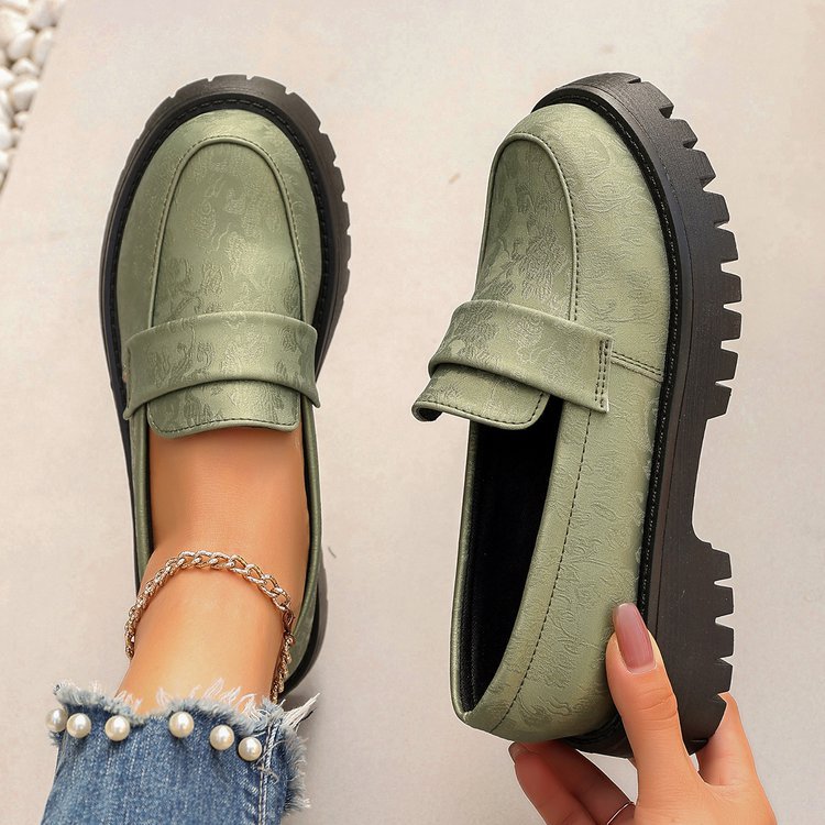 Damen Chunky Loafer mit profilierter Gummisohle und geprägtem Kunstleder Drune