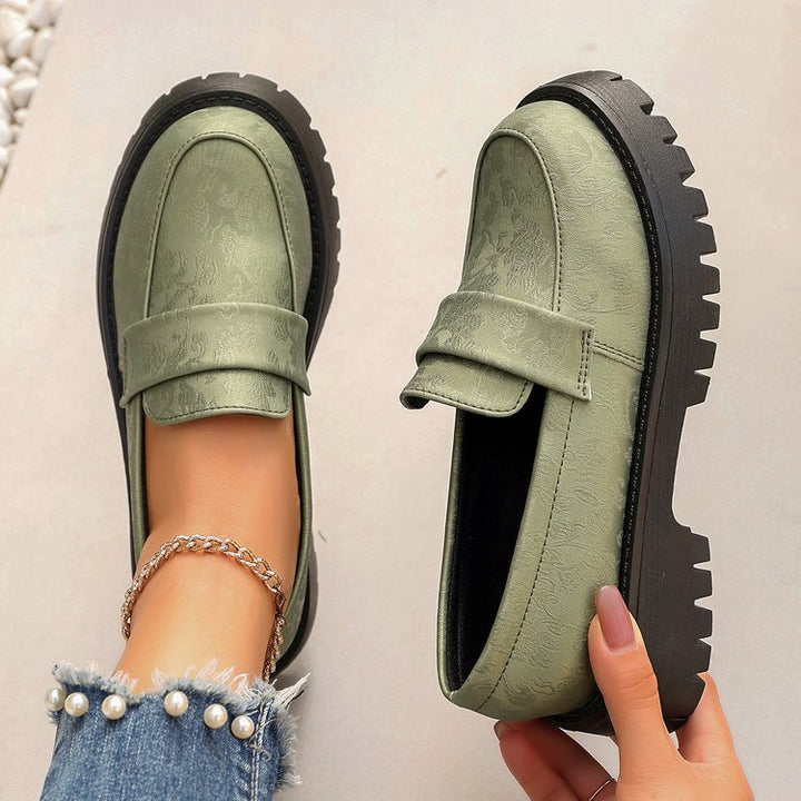 Damen Chunky Loafer mit profilierter Gummisohle und geprägtem Kunstleder Drune