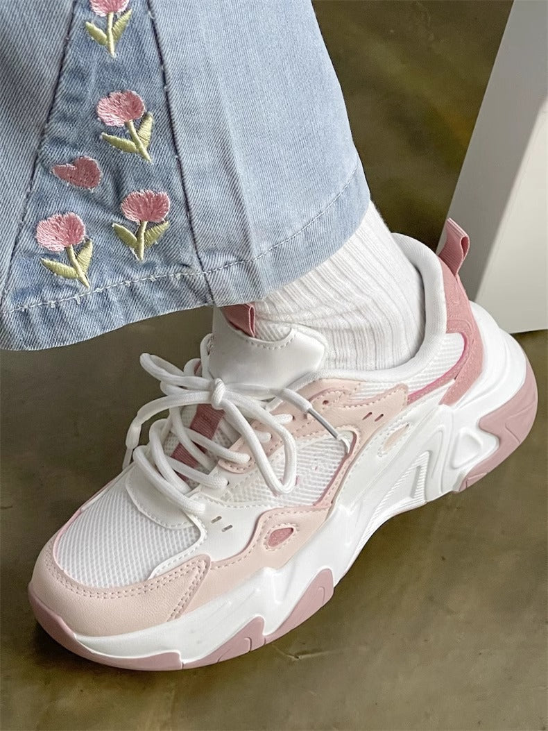 Damen Sportliche Chunky Sneaker mit atmungsaktivem Mesh und bequemer Dämpfung Drune