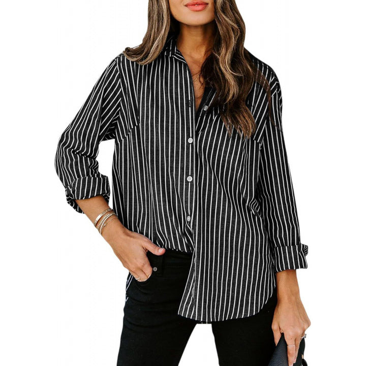 Damen Designermode gestreifte Bluse mit langen Ärmeln Drune