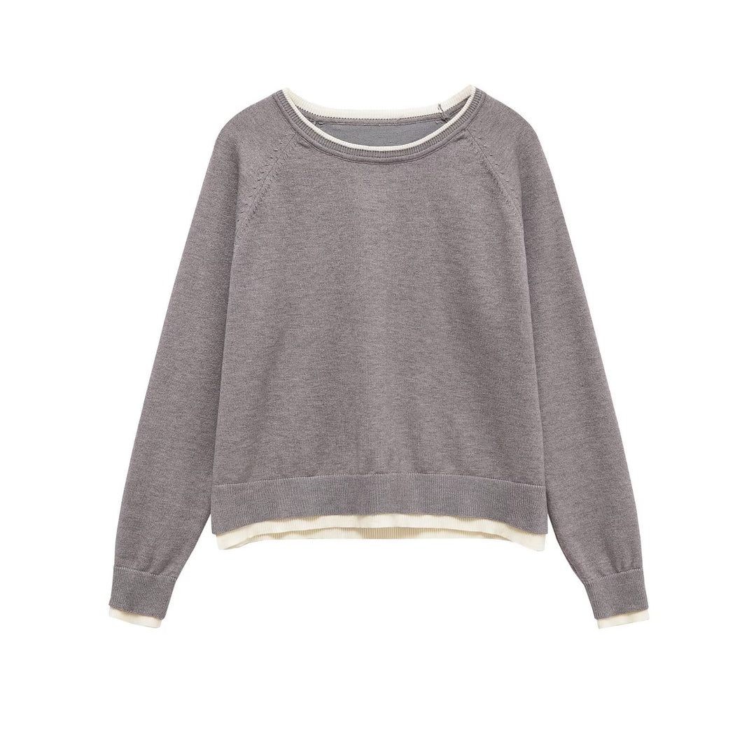 Damen Feinstrick-Pullover mit Lagenoptik, Rundhalsausschnitt und Raglanärmeln Drune