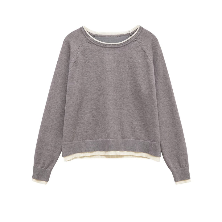 Damen Feinstrick-Pullover mit Lagenoptik, Rundhalsausschnitt und Raglanärmeln Drune
