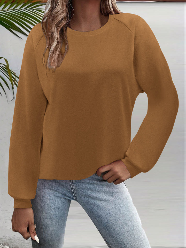 Damen Freizeit Rundhalsausschnitt Sweatshirt mit Raglanärmeln und elastischen Bündchen Drune