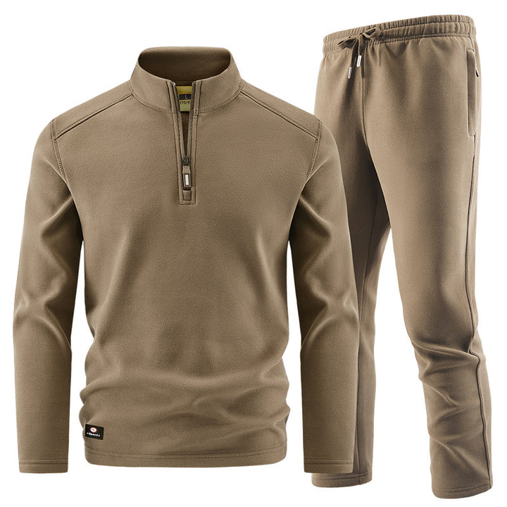 Herren Fleece-Trainingsset mit Stehkragen und Elastikbund Drune