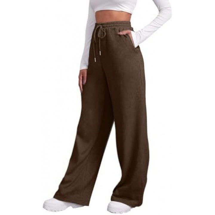 Damen nan fließende High-Waist Palazzo-Loungehose aus leichtem Jersey mit Elastikbund und praktischen Eingrifftaschen Drune