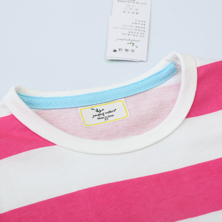 Mädchen gestreiftes T-Shirt-Kleid mit tierischen Applikationen Drune