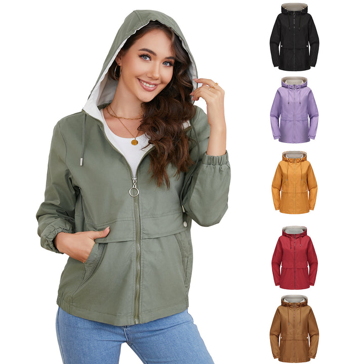 Damen nan leichter wasserabweisender Kapuzenparka mit Tunnelzug, Ringzipper und verdeckter Druckknopfleiste Drune