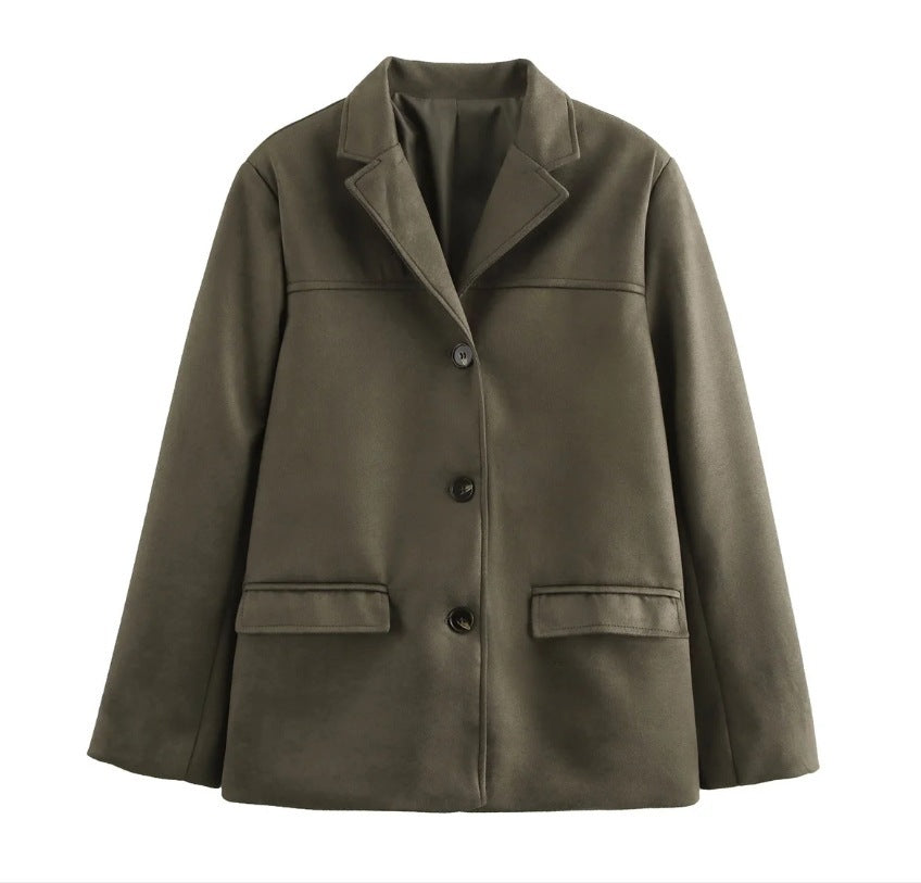 Damen schicke Blazerjacke aus weichem Material mit praktischen Taschen Drune