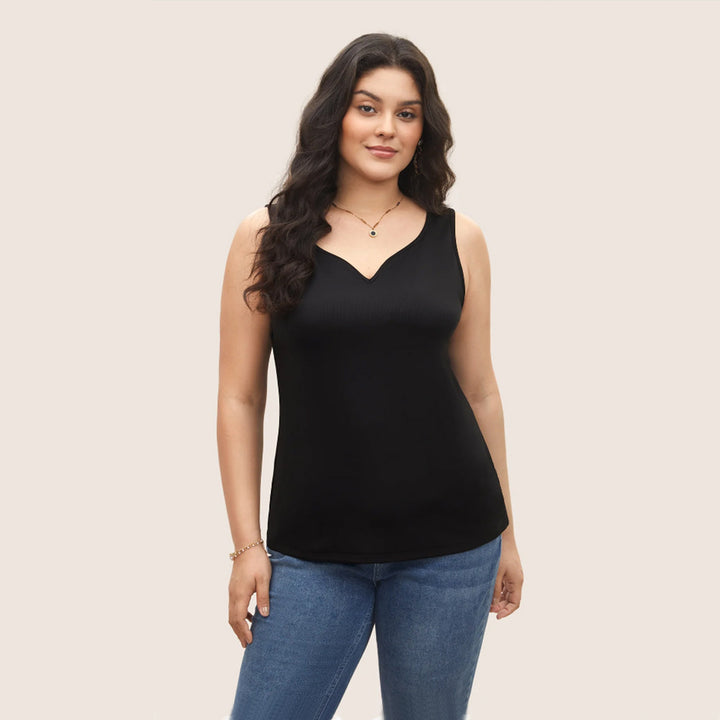 Damen ärmelloses Tanktop mit schwungvollem V-Ausschnitt Drune