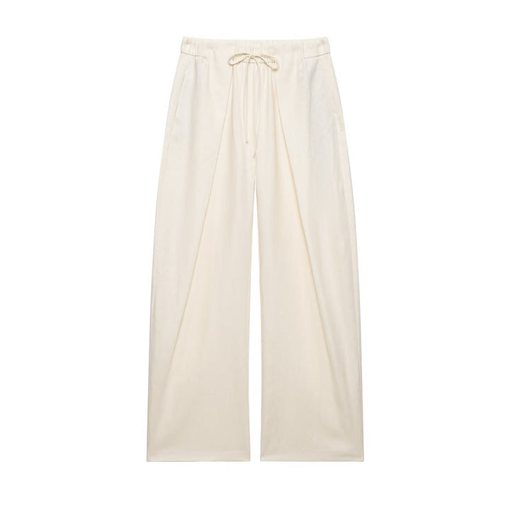 Damen Kurzblazer mit Stehkragen und weite Palazzo-Hose mit Kordelzug Drune