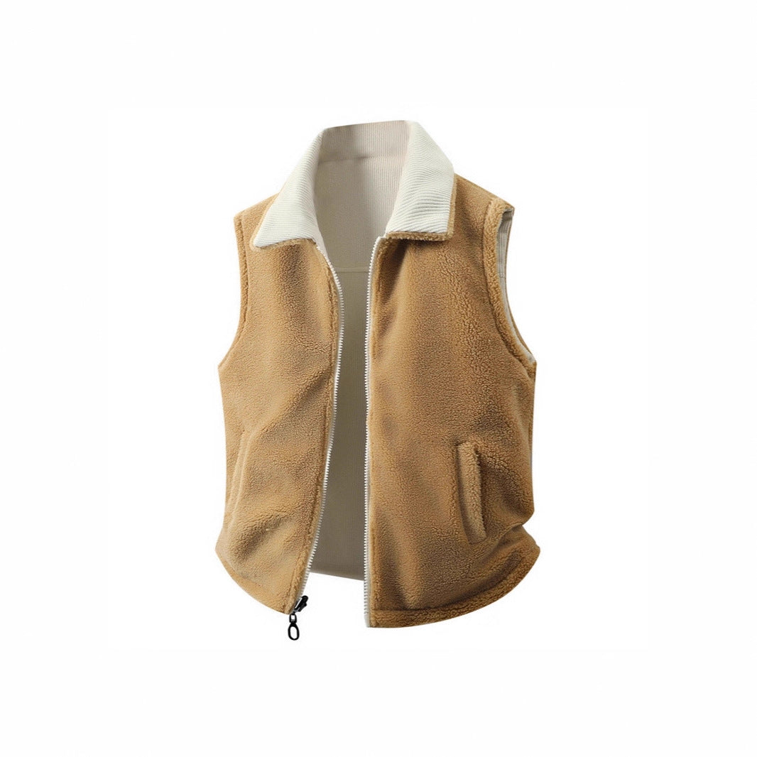 Damen Sherpa-Fleeceveste mit Rippenkragen, durchgehendem Reißverschluss und Eingrifftaschen Drune