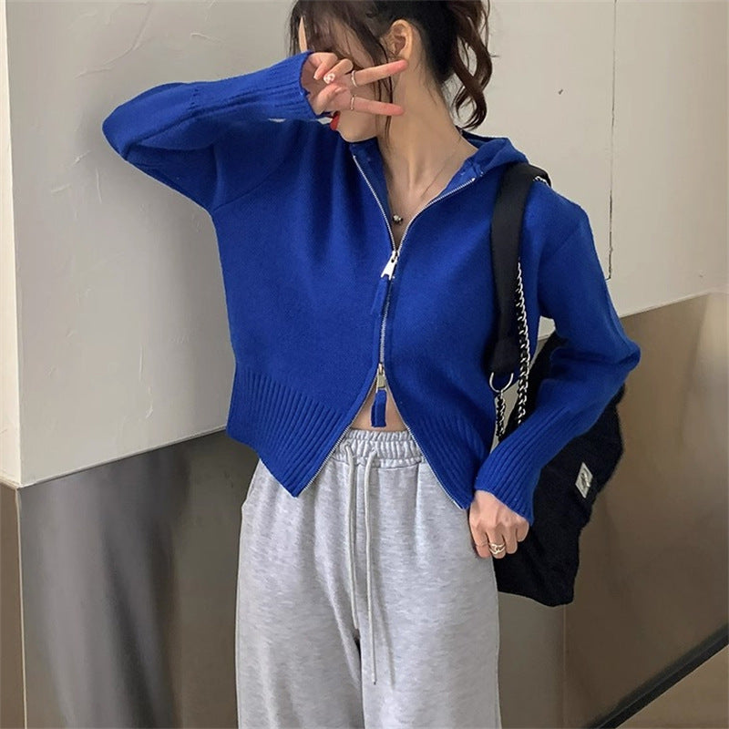 Damen Strickjacke mit hochwertigem Stoff und modischem Reißverschluss Drune